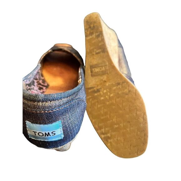 Toms Calypso Peep Toe Azar Metallic Wedge Heels Women's Size 7.5 - Picture 3 of 5